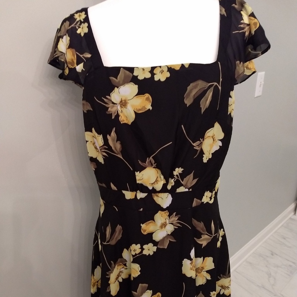 Women's black yellow flower dress